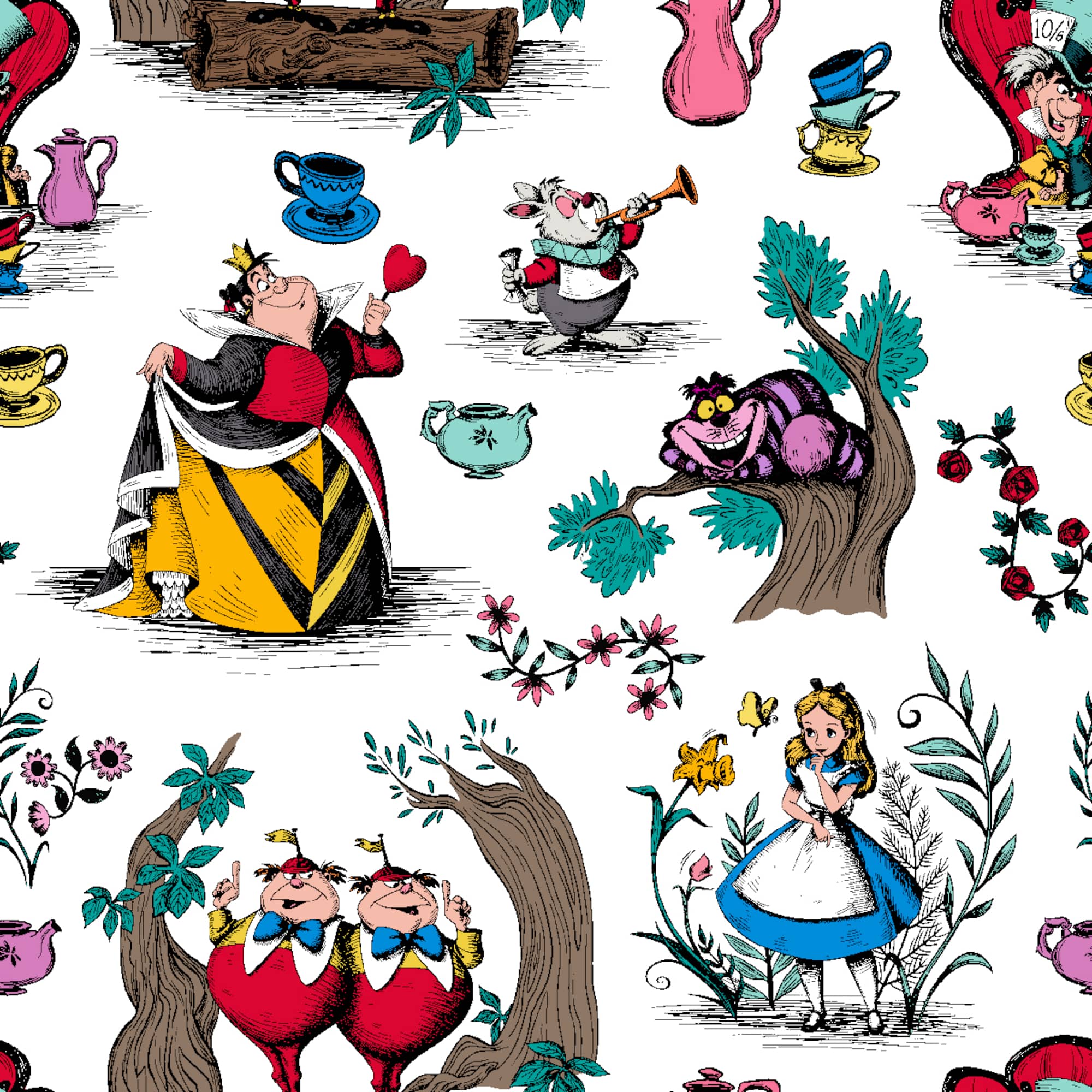 Alice in Wonderland Toile Cotton Fabric